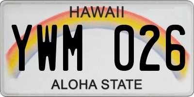 HI license plate YWM026