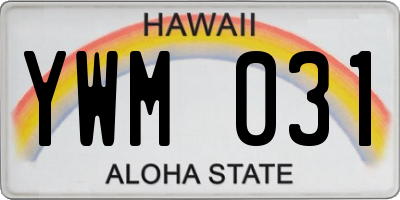 HI license plate YWM031
