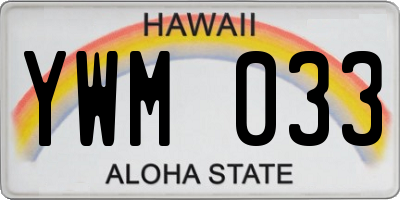 HI license plate YWM033