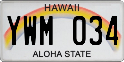HI license plate YWM034