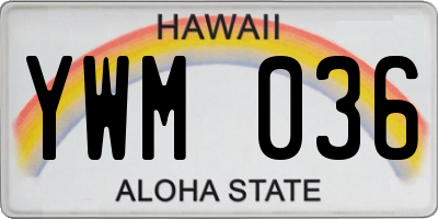 HI license plate YWM036