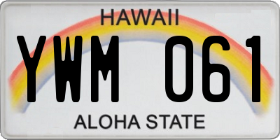 HI license plate YWM061