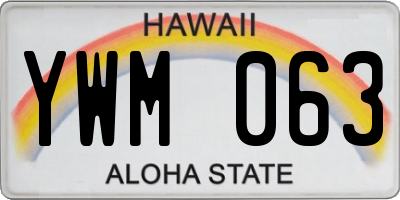 HI license plate YWM063