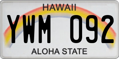 HI license plate YWM092