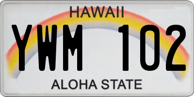 HI license plate YWM102