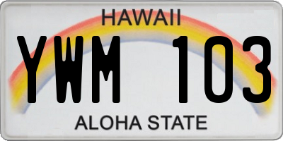 HI license plate YWM103