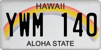 HI license plate YWM140