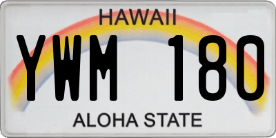 HI license plate YWM180