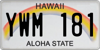 HI license plate YWM181