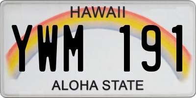 HI license plate YWM191