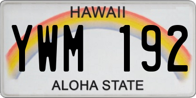 HI license plate YWM192