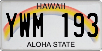 HI license plate YWM193
