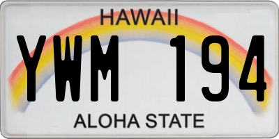 HI license plate YWM194