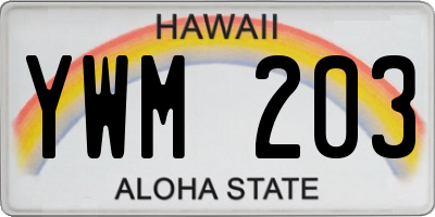 HI license plate YWM203