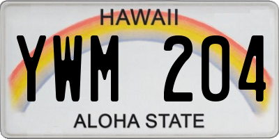 HI license plate YWM204