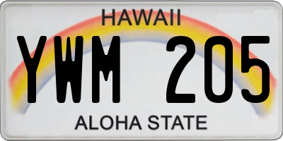HI license plate YWM205