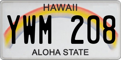 HI license plate YWM208