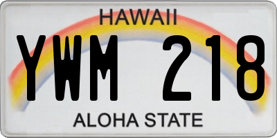 HI license plate YWM218