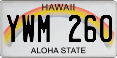 HI license plate YWM260