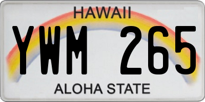 HI license plate YWM265
