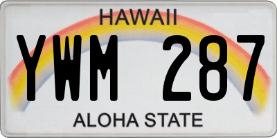 HI license plate YWM287
