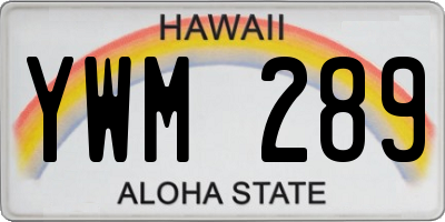 HI license plate YWM289