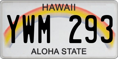 HI license plate YWM293