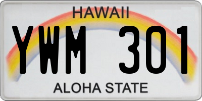 HI license plate YWM301