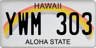 HI license plate YWM303