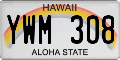 HI license plate YWM308