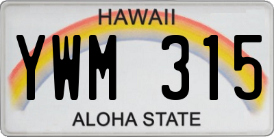 HI license plate YWM315