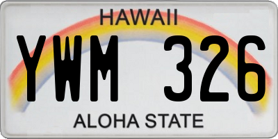 HI license plate YWM326