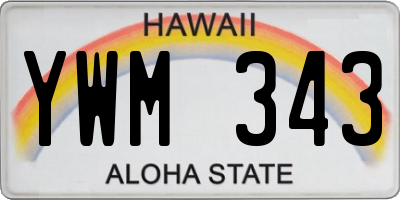 HI license plate YWM343