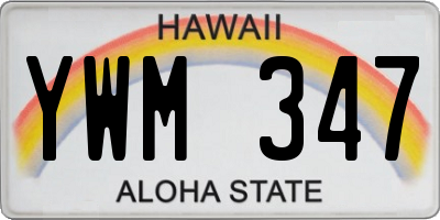 HI license plate YWM347