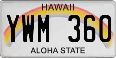 HI license plate YWM360