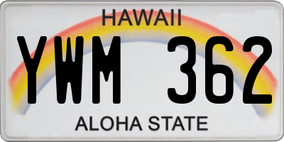 HI license plate YWM362