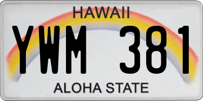 HI license plate YWM381