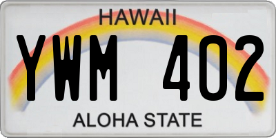 HI license plate YWM402