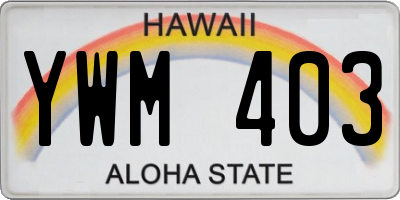 HI license plate YWM403