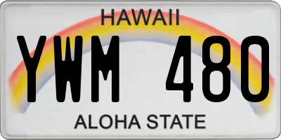 HI license plate YWM480