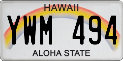 HI license plate YWM494