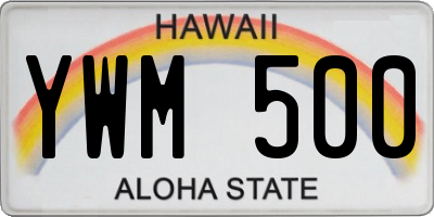 HI license plate YWM500