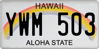 HI license plate YWM503