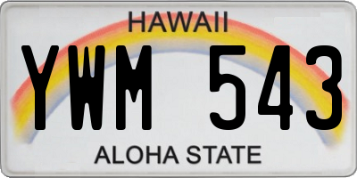 HI license plate YWM543