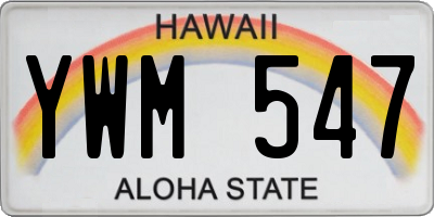 HI license plate YWM547