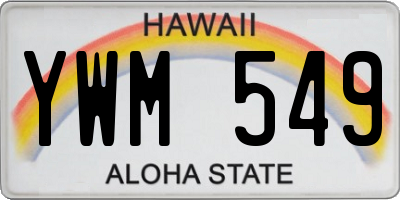HI license plate YWM549
