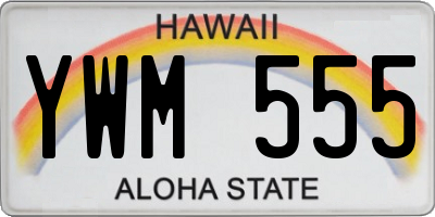 HI license plate YWM555