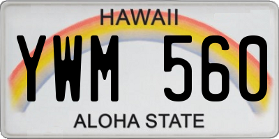 HI license plate YWM560