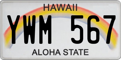 HI license plate YWM567