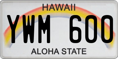 HI license plate YWM600